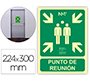Pictograma archivo 2000 punto de reunion pvc verde luminiscente 224x300 mm