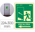 Pictograma archivo 2000 salida emergencia escalera sube izquierda pvc verde luminiscente 224x300 mm