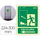 Pictograma archivo 2000 salida emergencia escalera sube izquierda pvc verde luminiscente 224x300 mm