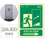 Pictograma archivo 2000 salida emergencia escalera sube derecha pvc verde luminiscente 224x300 mm