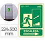 Pictograma archivo 2000 salida emergencia escalera sube derecha pvc verde luminiscente 224x300 mm