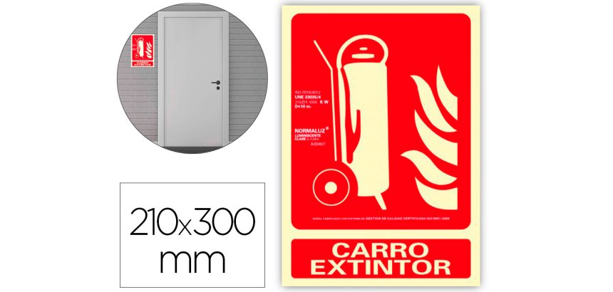 Pictograma archivo 2000 carro extintor pvc rojo luminiscente 210x300 mm