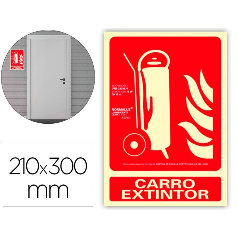 Pictograma archivo 2000 carro extintor pvc rojo luminiscente 210x300 mm