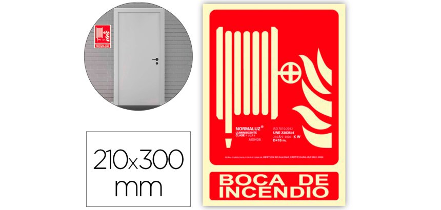 Pictograma archivo 2000 boca de incendio pvc rojo luminiscente 210x300 mm