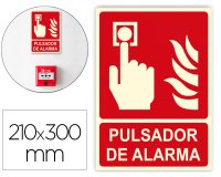 Pictograma archivo 2000 pulsador de alarma pvc rojo luminiscente 210x300 mm