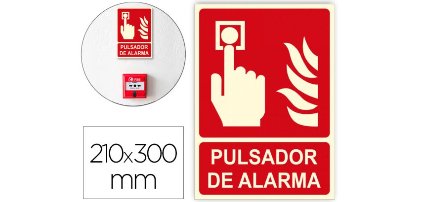 Pictograma archivo 2000 pulsador de alarma pvc rojo luminiscente 210x300 mm