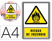 Pictograma archivo 2000 riesgo de incendio pvc amarillo luminiscente 210x297 mm