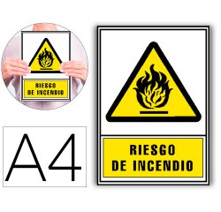 Pictograma archivo 2000 riesgo de incendio pvc amarillo luminiscente 210x297 mm