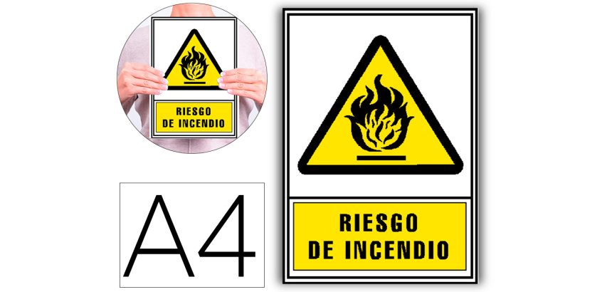 Pictograma archivo 2000 riesgo de incendio pvc amarillo luminiscente 210x297 mm