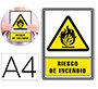 Pictograma archivo 2000 riesgo de incendio pvc amarillo luminiscente 210x297 mm