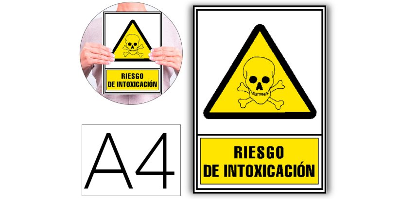 Pictograma archivo 2000 riesgo de intoxicacion pvc amarillo luminiscente 210x297 mm