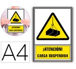 Pictograma archivo 2000 atencion carga suspendida pvc amarillo luminiscente 210x297 mm