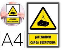 Pictograma archivo 2000 atencion carga suspendida pvc amarillo luminiscente 210x297 mm
