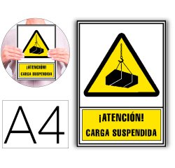Pictograma archivo 2000 atencion carga suspendida pvc amarillo luminiscente 210x297 mm