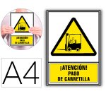 Pictograma archivo 2000 atencion paso de carretilla pvc amarillo luminiscente 210x297 mm