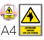 Pictograma archivo 2000 atencion cuidado con los perros pvc amarillo luminiscente 210x297 mm