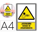 Pictograma archivo 2000 atencion riesgo de atrapamiento pvc amarillo luminiscente 210x297 mm