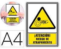 Pictograma archivo 2000 atencion riesgo de atrapamiento pvc amarillo luminiscente 210x297 mm