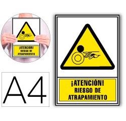 Pictograma archivo 2000 atencion riesgo de atrapamiento pvc amarillo luminiscente 210x297 mm