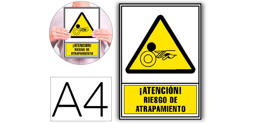Pictograma archivo 2000 atencion riesgo de atrapamiento pvc amarillo luminiscente 210x297 mm