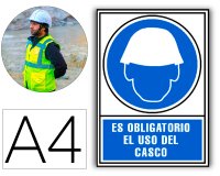 Pictograma archivo 2000 obligatorio uso de casco pvc azul luminiscente 210x297 mm