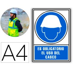 Pictograma archivo 2000 obligatorio uso de casco pvc azul luminiscente 210x297 mm