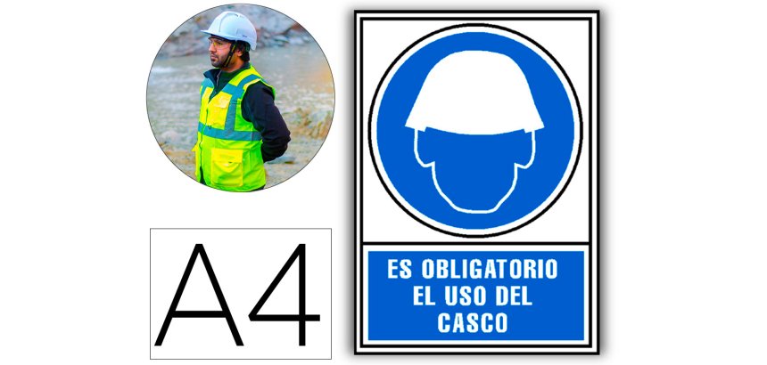 Pictograma archivo 2000 obligatorio uso de casco pvc azul luminiscente 210x297 mm