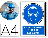 Pictograma archivo 2000 obligatorio uso de gafas pvc azul luminiscente 210x297 mm