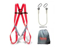 Conjunto anticaídas Faru arnes p01 + cuerda c170 + 2 mosquetones virola + bolsa porta arnés