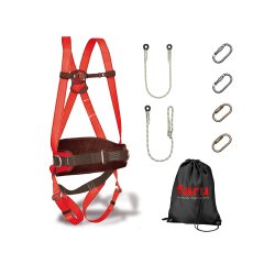 Conjunto trabajo en alturas Faru arnés p50f + cuerda c170 + 2 mosquetones virola + cuerda regulable c169