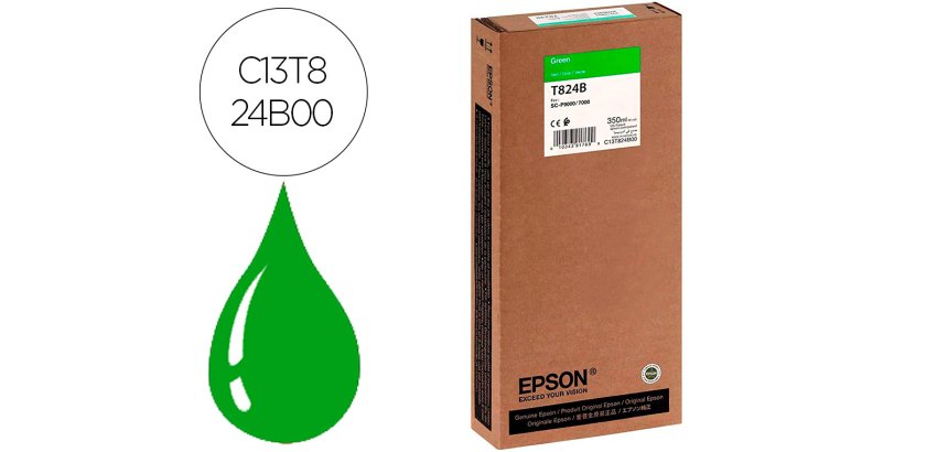 Epson T824B Cartucho Original HDX/HD Verde ultrachrome 350 ml
