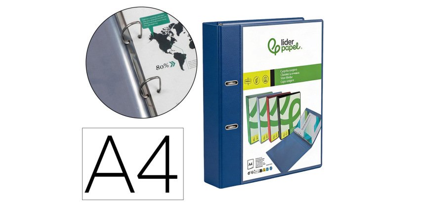 Carpeta liderpapel canguro 2 anillas 25 mm mixtas polipropileno din a4 azul translucido