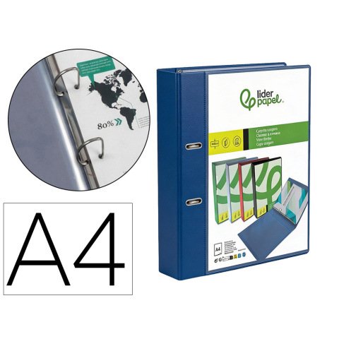 Carpeta liderpapel canguro 2 anillas 25 mm mixtas polipropileno din a4 azul translucido