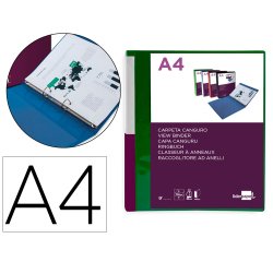 Carpeta liderpapel canguro 2 anillas 25 mm mixtas polipropileno din a4 verde translucido