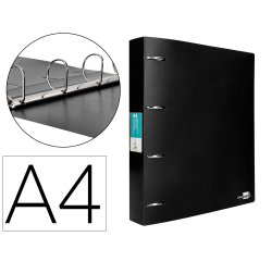 Carpeta liderpapel 4 anillas 40 mm mixtas polipropileno din a4 negro opaco