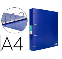 Carpeta liderpapel 4 anillas mixtas 40 mm polipropileno din a4 azul translucido