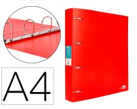 Carpeta liderpapel 4 anillas mixtas 40 mm polipropileno din a4 rojo translucido