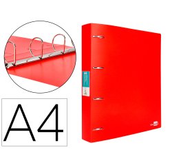 Carpeta liderpapel 4 anillas mixtas 40 mm polipropileno din a4 rojo translucido