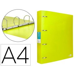 Carpeta liderpapel 4 anillas mixtas 40 mm polipropileno din a4 amarillo fluor opaco