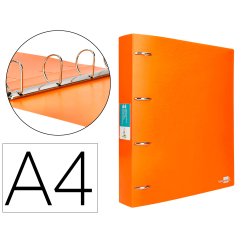 Carpeta liderpapel 4 anillas mixtas 40 mm polipropileno din a4 naranja fluor opaco