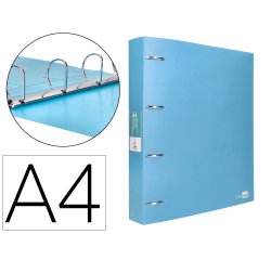 Carpeta liderpapel 4 anillas mixtas 40 mm polipropileno din a4 celeste opaco