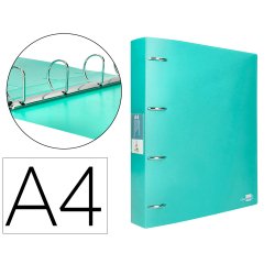 Carpeta liderpapel 4 anillas mixtas 40 mm polipropileno din a4 verde manzana opaco