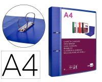 Carpeta liderpapel canguro 2 anillas 40 mm mixtas polipropileno din a4 azul translucido