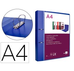 Carpeta liderpapel canguro 2 anillas 40 mm mixtas polipropileno din a4 azul translucido
