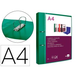 Carpeta liderpapel canguro 2 anillas 40 mm mixtas polipropileno din a4 verde translicudo