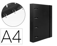 Carpeta con recambio liderpapel a4 cuadro 5mm 100 hojas 80g polipropileno 4 anillas mixtas 25mm negro