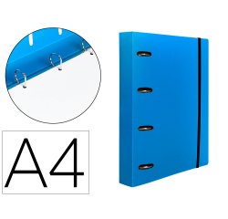 Carpeta con recambio liderpapel a4 cuadro 5mm 100 hojas 80g polipropileno 4 anillas mixtas 25mm azul