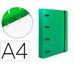 Carpeta con recambio liderpapel a4 cuadro 5mm 100 hojas 80g polipropileno 4 anillas mixtas 25mm verde