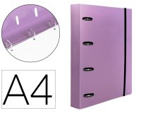 Carpeta con recambio liderpapel a4 cuadro 5mm 100 hojas 80g polipropileno 4 anillas mixtas 25mm lavanda