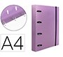 Carpeta con recambio liderpapel a4 cuadro 5mm 100 hojas 80g polipropileno 4 anillas mixtas 25mm lavanda
